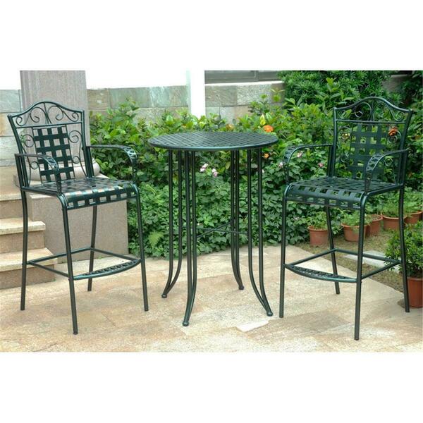 International Caravan Iron Bar Bistro Set, Verdi Green - Set of 3 3467-HD-VG